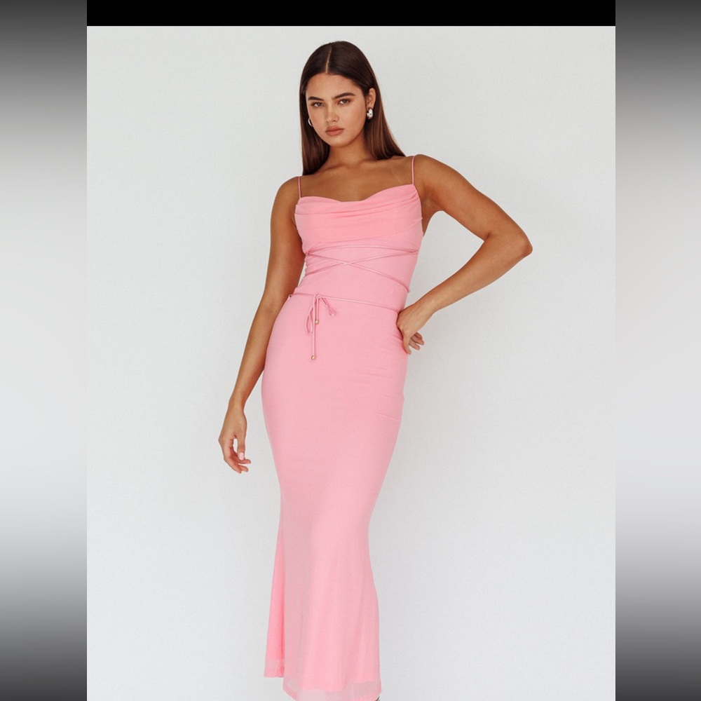 Selfie Leslie Teava Laced Waist Maxi Dress Blush